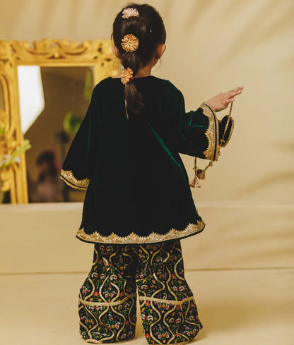 Luxe Green Velvet Kurti with Salwar