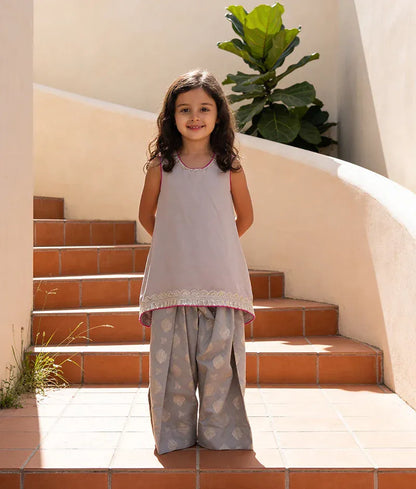 Luxe Grey Kurti with Brocade Salwar