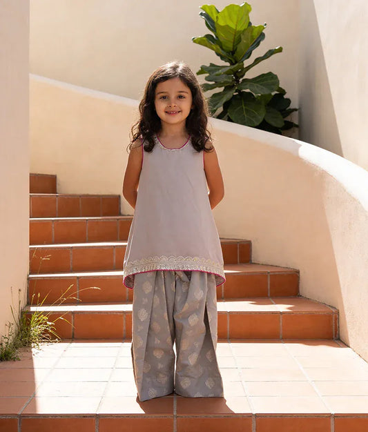 Luxe Grey Kurti with Brocade Salwar