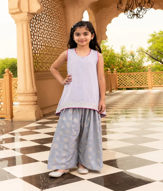Luxe Grey Kurti with Brocade Salwar