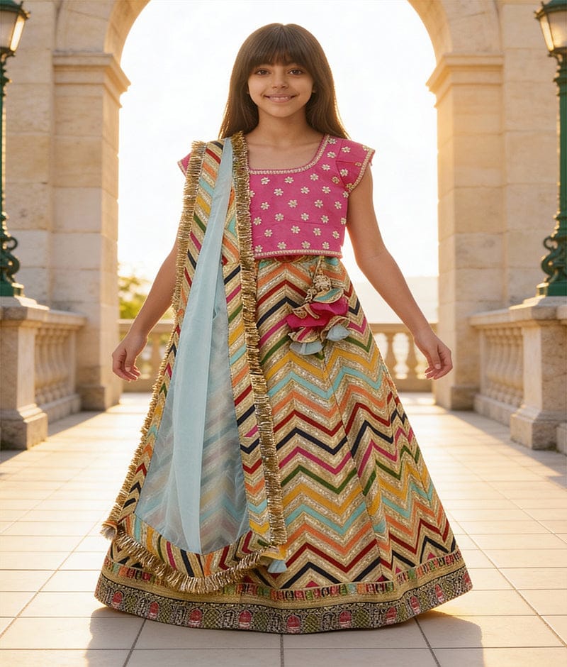 Luxe Hot Pink Embroidery Lehenga Choli Organza Dupatta for Girls