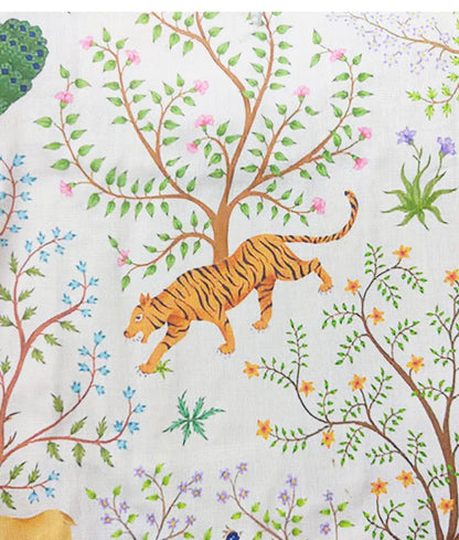 Luxe Ivory Animal Forest Printed Kurti with Dhoti