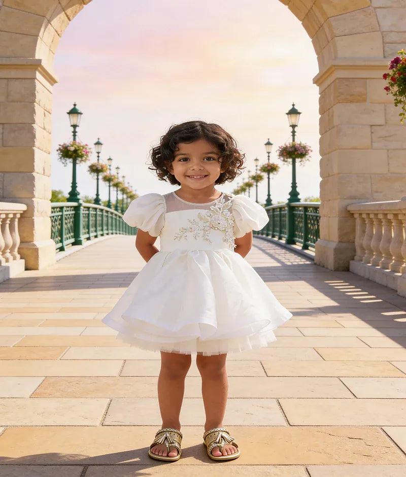 Luxe Ivory Organza Frock for Girls