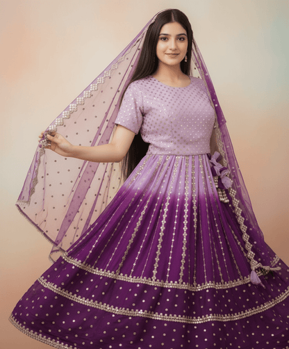 Luxe Lilac Faux Mirror Lehenga Choli Set