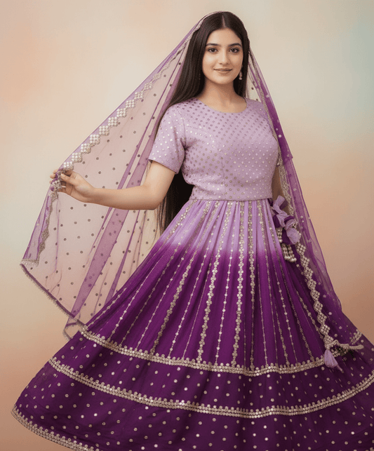 Luxe Lilac Faux Mirror Lehenga Choli Set