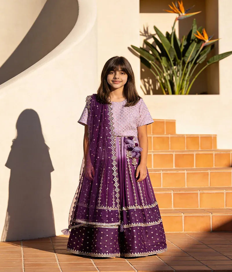 Luxe Lilac Faux Mirror Lehenga Choli Set