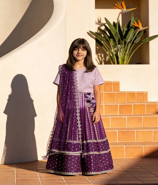 Luxe Lilac Faux Mirror Lehenga Choli Set