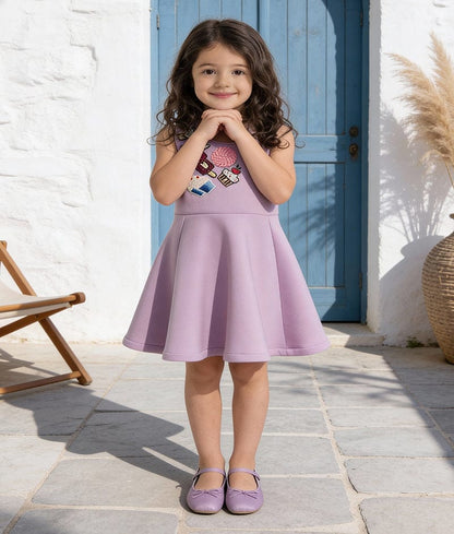 Luxe Lilac Lycra Dress for Girls