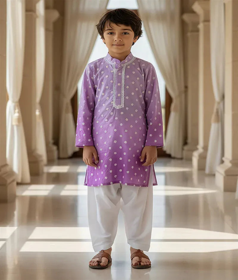 Luxe Lilac Ombre Embroidered Kurta Salwar