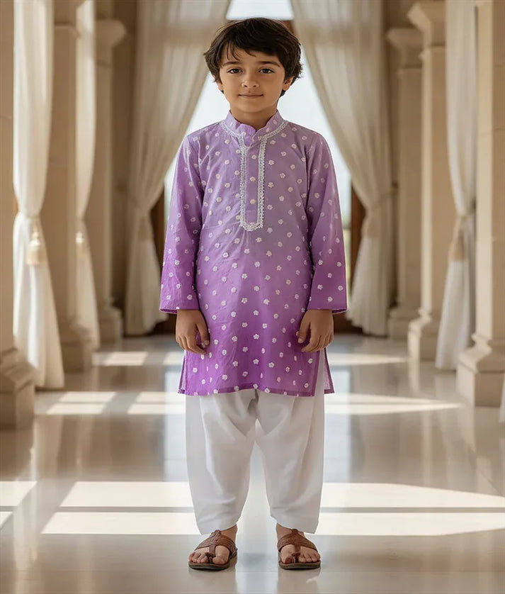 Luxe Lilac Ombre Embroidered Kurta Salwar