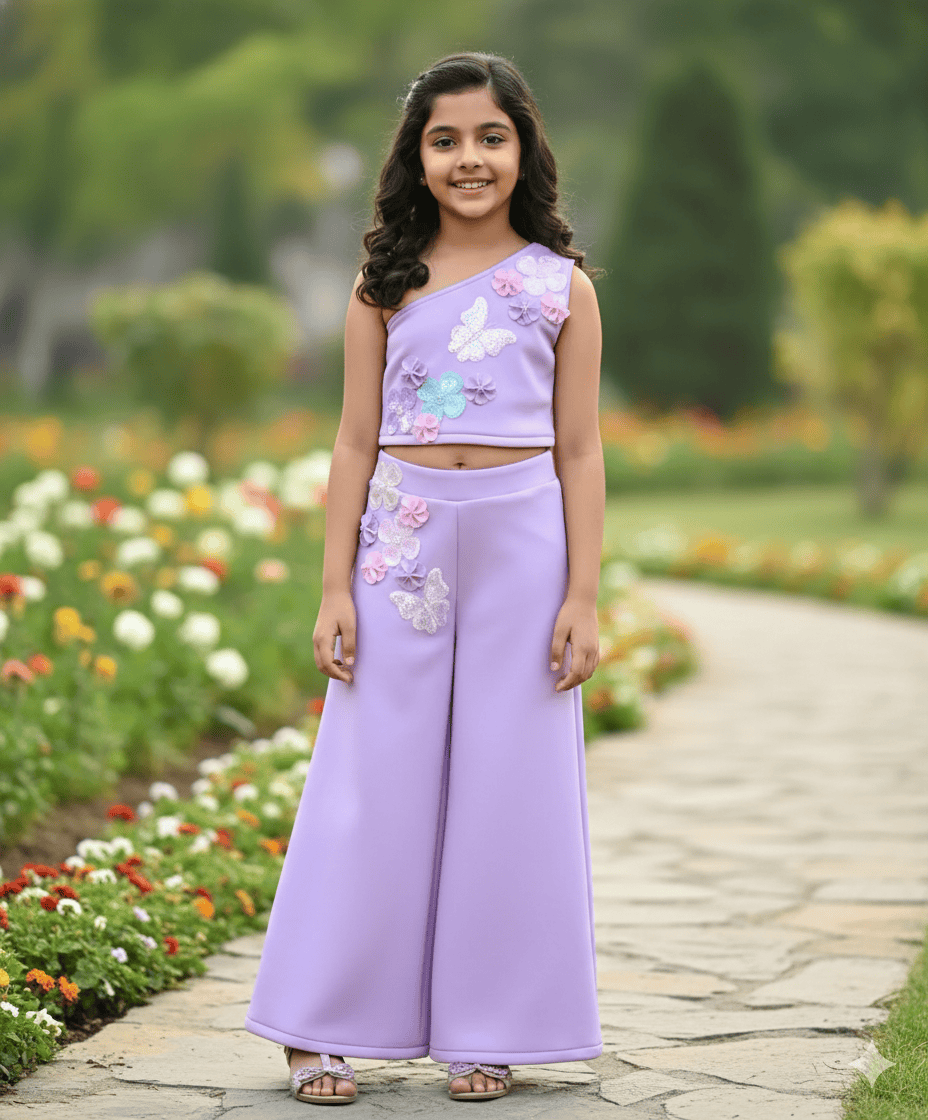 Luxe Lilac One-Shoulder Crop Top with Pant