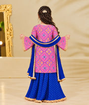 Luxe Lilac Patola Kurti with Blue Sharara Set