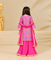 Luxe Lilac Patola Kurti with Pink Sharara Set