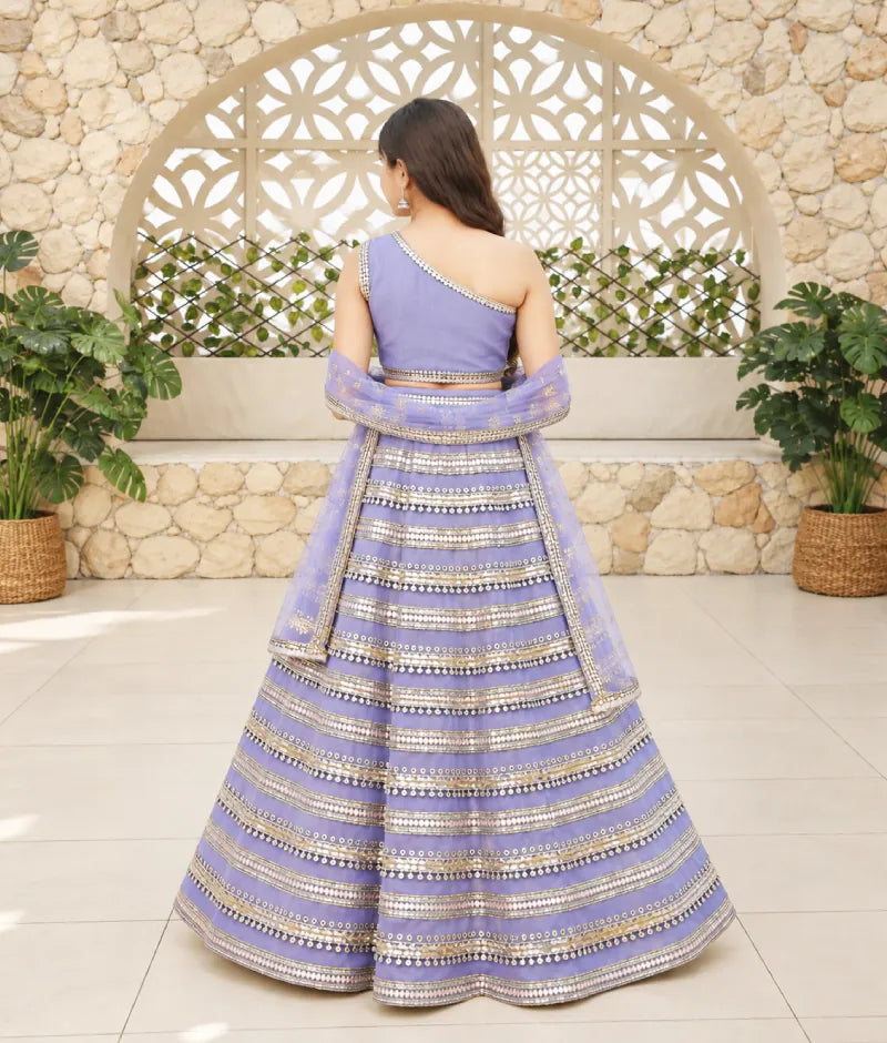 Luxe Lilac Sequins Lehenga Choli Dupatta for Girls