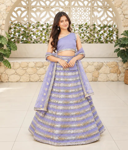 Lilac Sequins Lehenga Choli Dupatta for Girls - Luxe Lilac Sequins Lehenga Choli Dupatta for Girls