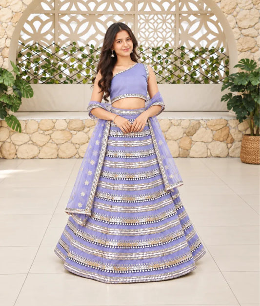 Lilac Sequins Lehenga Choli Dupatta for Girls - Luxe Lilac Sequins Lehenga Choli Dupatta for Girls
