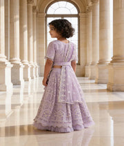 Luxe Lilac Thread Lehenga for Girls