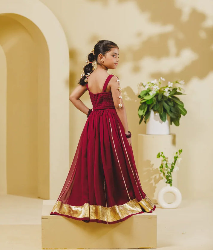 Luxe Maroon Georgette Lehenga Choli Set