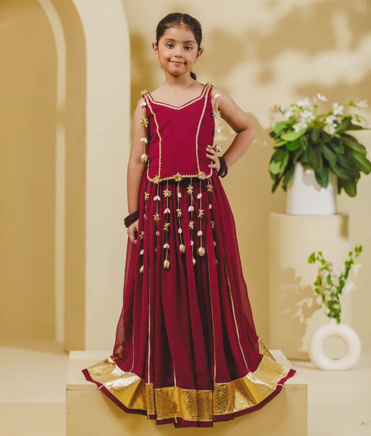 Luxe Maroon Georgette Lehenga Choli Set