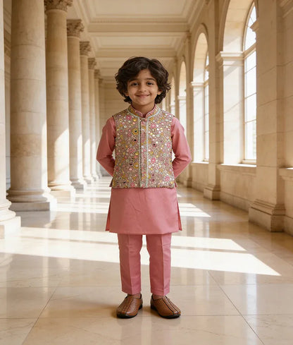 Luxe Mirror Embroidered Jacket with Kurta and Pant