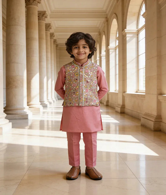 Luxe Mirror Embroidered Jacket with Kurta and Pant