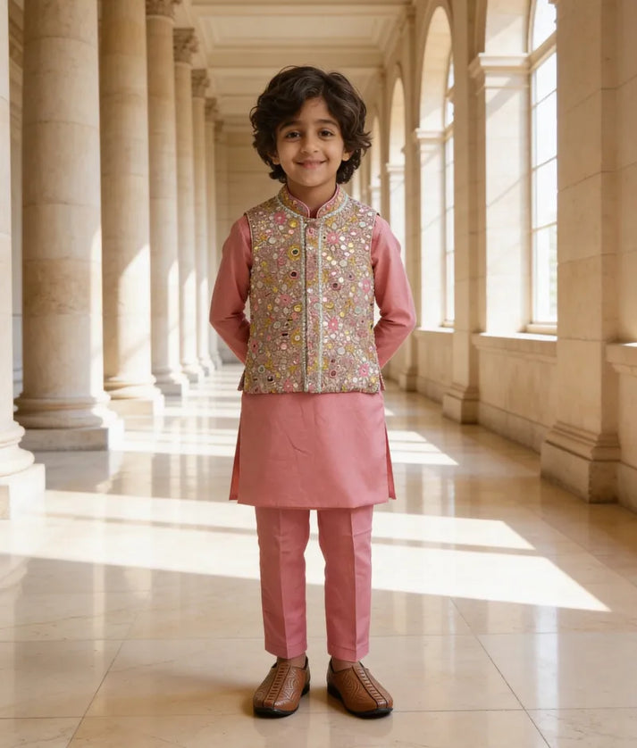 Luxe Mirror Embroidered Jacket with Kurta and Pant