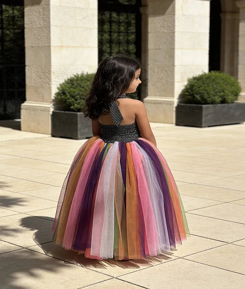 Luxe Multi Colour Net Gown for Girls
