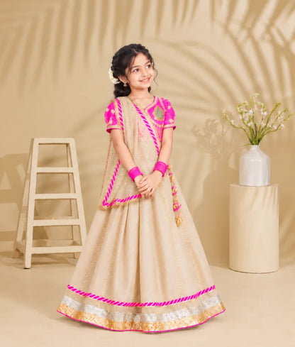 Neon Pink Aangi work Choli with Lehenga Set - Luxe Neon Pink Aangi work Choli with Lehenga Set
