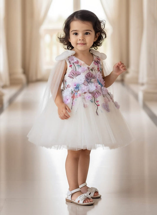 Luxe Off white Embroidered Frock