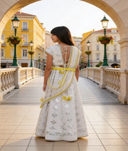 Luxe Off white Gota Embroidery Lehenga Choli Dupatta for Girls