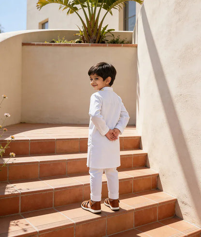 Luxe Off white Holi Kurta Set for Boys