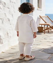 Luxe Off white Kurta with Multi Color Splashes Off white Chudidar for Boys