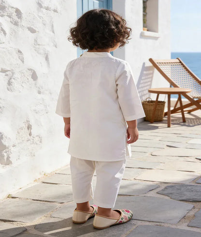 Luxe Off white Kurta with Multi Color Splashes Off white Chudidar for Boys