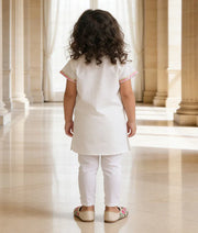 Luxe Off white Kurti with Multi Color Splashes for Girls