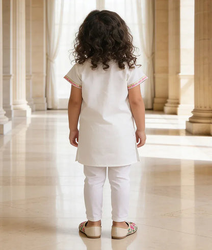 Luxe Off white Kurti with Multi Color Splashes for Girls