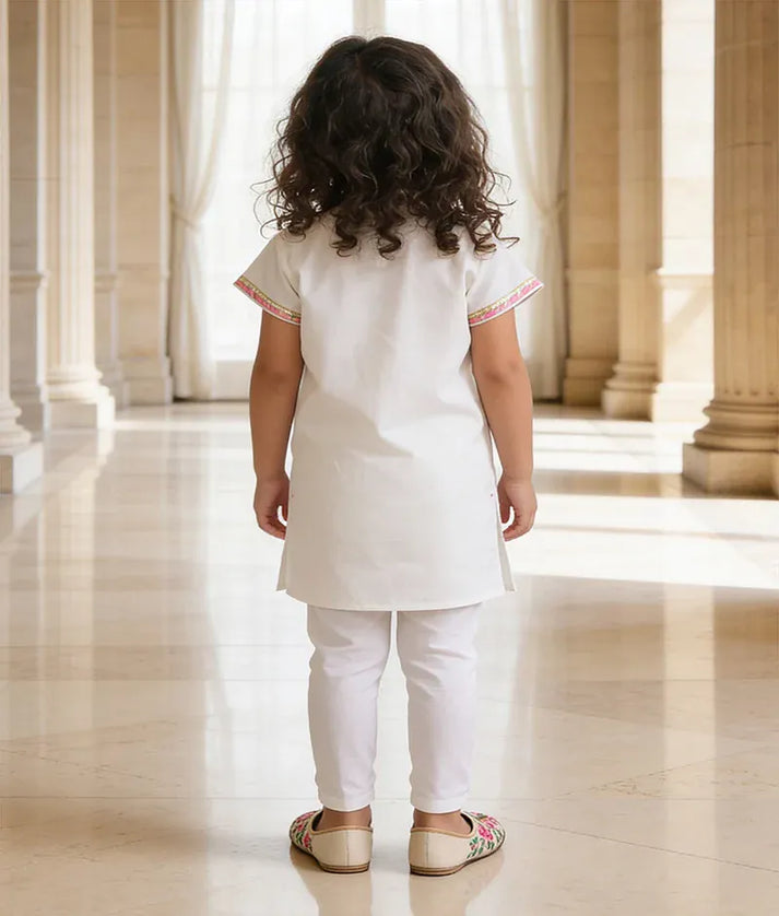 Luxe Off white Kurti with Multi Color Splashes for Girls