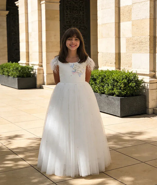 Luxe Off white Net Gown for Girls
