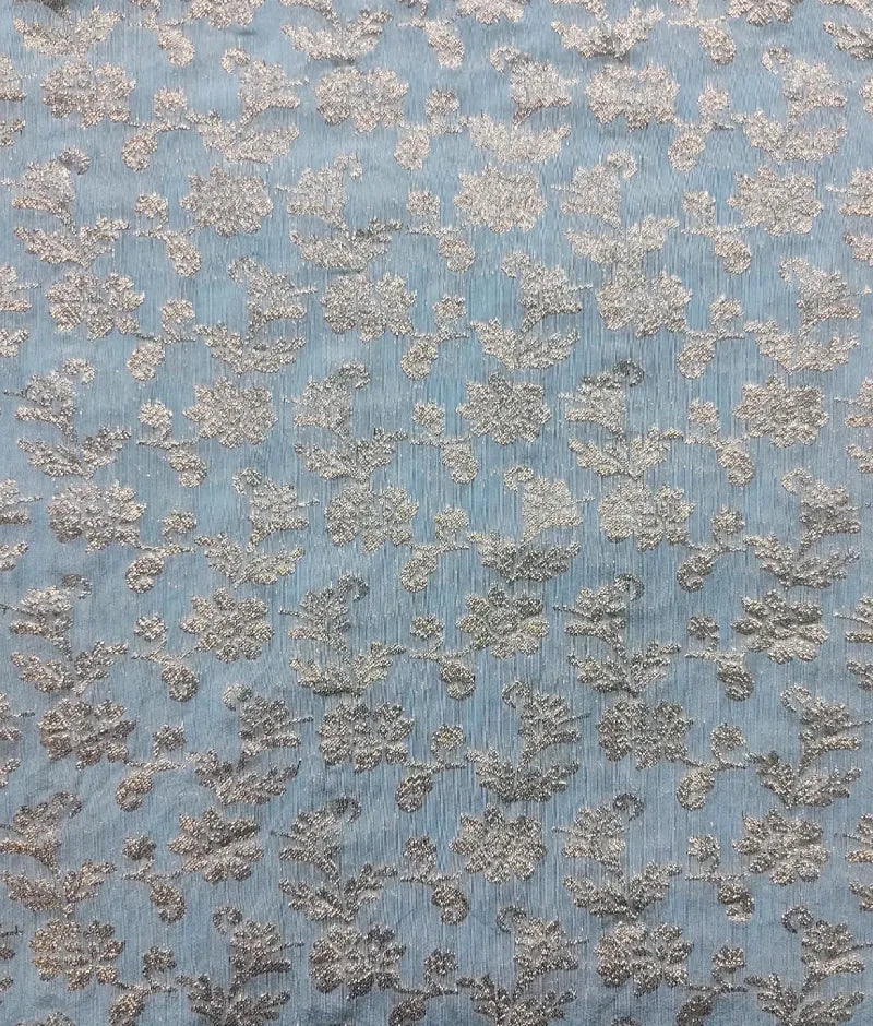 Luxe Off white Sequins Light Blue Brocade Lehenga with Choli Boti Net Dupatta for Girls