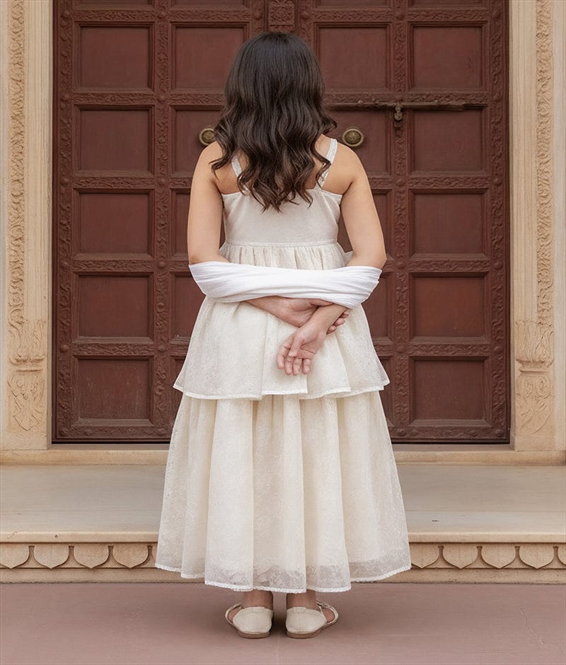 Luxe Offwhite Embroidered Kurti Sharara Set