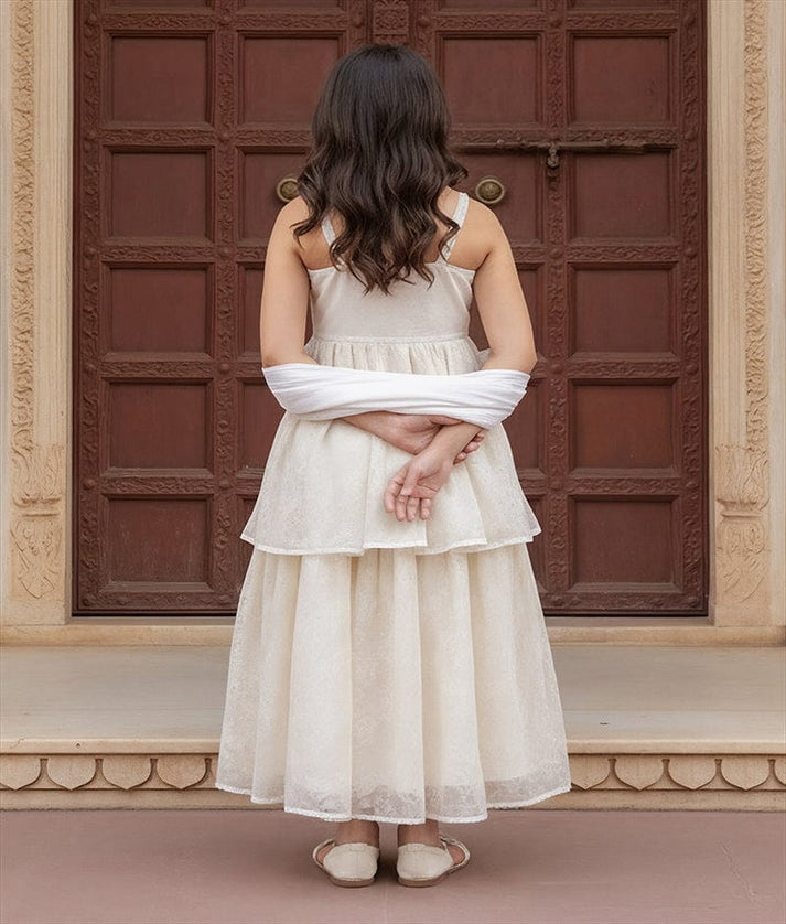 Luxe Offwhite Embroidered Kurti Sharara Set