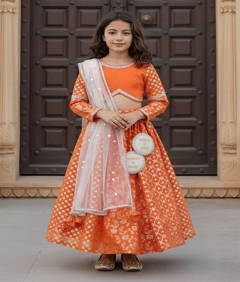 Luxe Orange Chanderi Lehenga Choli