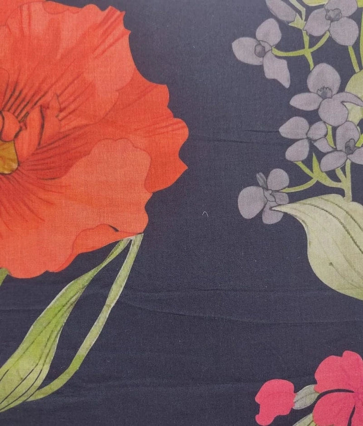 Luxe Orange Crop Top with Printed Skirt