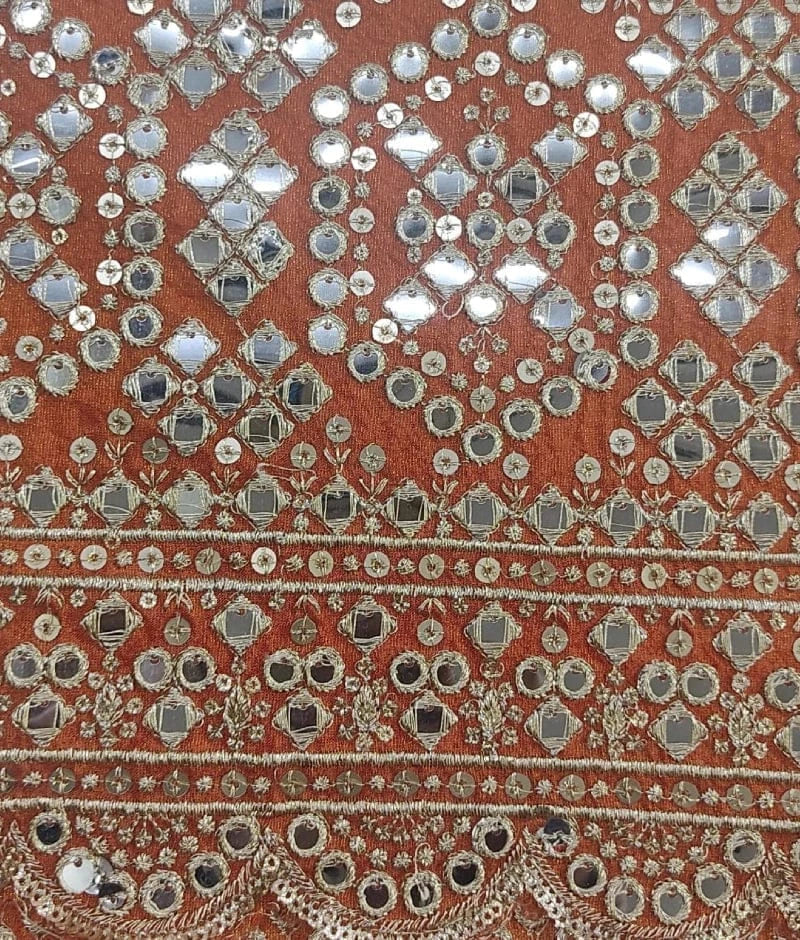Luxe Orange Mirror Embroidered Kurti Sharara Set