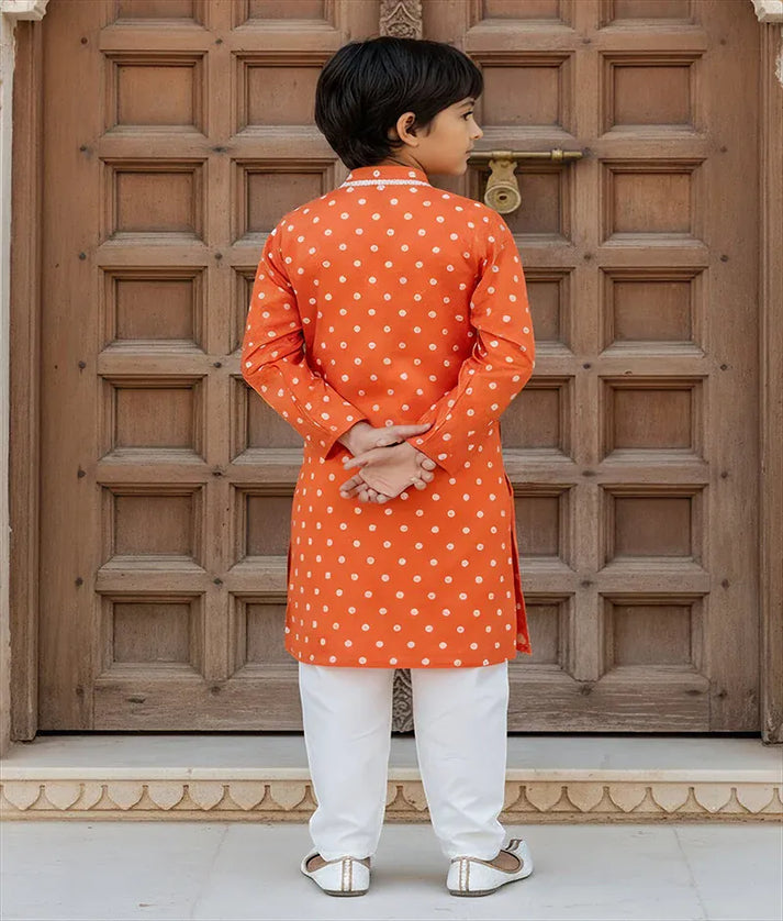 Luxe Orange Ombre Embroidered Kurta Salwar