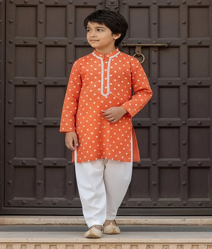 Luxe Orange Ombre Embroidered Kurta Salwar