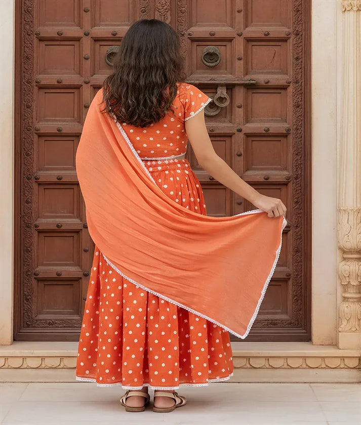 Luxe Orange Ombre Embroidered Lehenga Choli Set