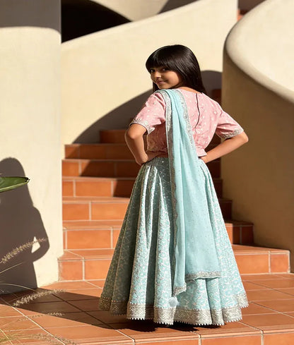 Luxe Peach Brocade Lehenga Set