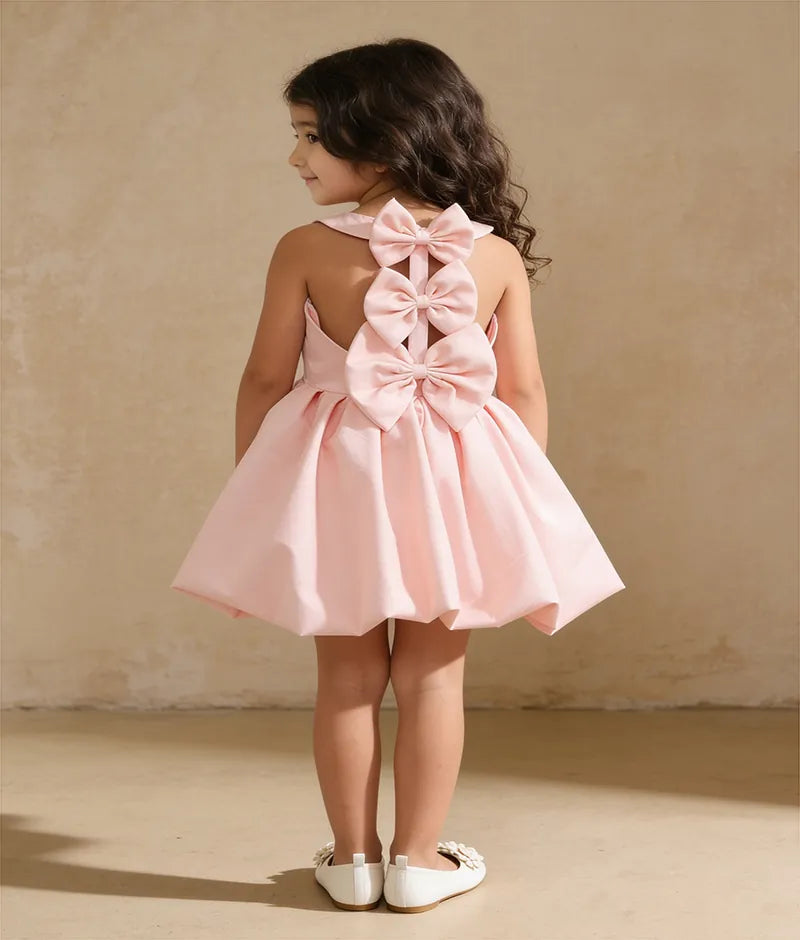 Luxe Peach Embroidered Frock