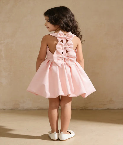 Luxe Peach Embroidered Frock