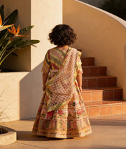 Luxe Peach Embroidery Anarkali with Net Dupatta for Girls